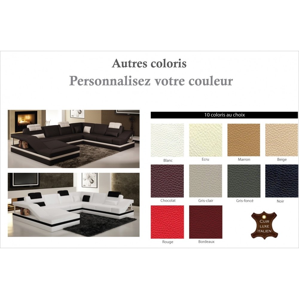 Canapé d'angle en cuir italien 8 places PERFECT, couleur personnalisée, angle droit Canapé d'angle en cuir italien 8 places PERFECT, couleur personnalisée, angle droit
