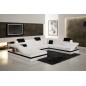 Canapé d'angle en cuir italien 8 places PERFECT, blanc et noir, angle droit Canapé d'angle en cuir italien 8 places PERFECT, blanc et noir, angle droit