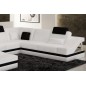 Canapé d'angle en cuir italien 8 places PERFECT, blanc et noir, angle droit Canapé d'angle en cuir italien 8 places PERFECT, blanc et noir, angle droit