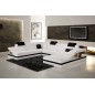 Canapé d'angle en cuir italien 8 places PERFECT, blanc et noir, angle gauche Canapé d'angle en cuir italien 8 places PERFECT, blanc et noir, angle gauche