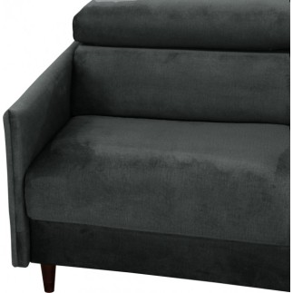 Canapé 3 places convertible en velours de luxe LOIC, Gris anthracite