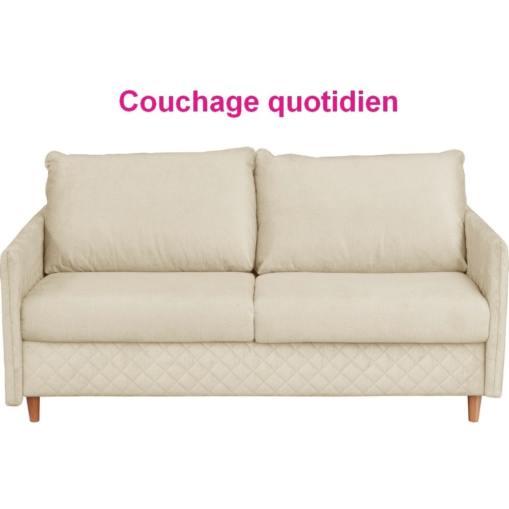 Canapé 3 places convertible en velours de luxe SANREMO, couchage quotidien, beige Canapé 3 places convertible en velours de luxe SANREMO, couchage quotidien, beige