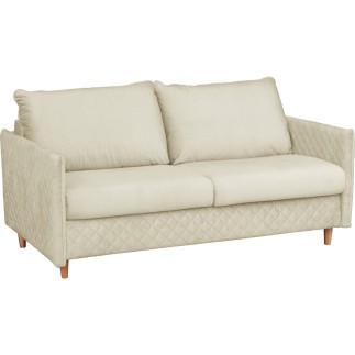 Canapé 3 places convertible en velours de luxe SANREMO, couchage quotidien, beige