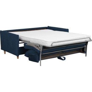 Canapé 3 places convertible en velours de luxe SANREMO, couchage quotidien, bleu foncé