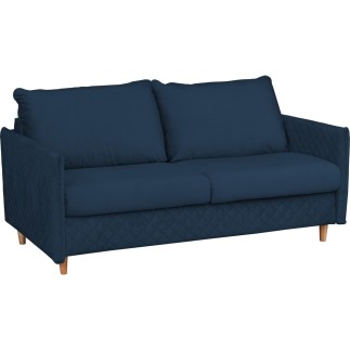Canapé 3 places convertible en velours de luxe SANREMO, couchage quotidien, bleu foncé