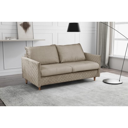 Canapé 3 places convertible en velours de luxe SANREMO, couchage quotidien, marron