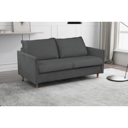 Canapé 3 places convertible en velours de luxe SANREMO, couchage quotidien, gris foncé