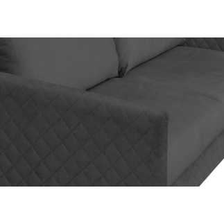 Canapé 3 places convertible en velours de luxe SANREMO, couchage quotidien, gris foncé