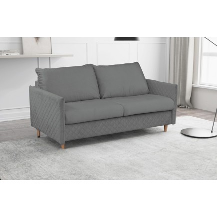 Canapé 3 places convertible en velours de luxe SANREMO, couchage quotidien, gris