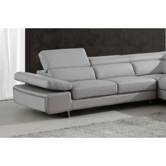 Canapé d'angle, en cuir italien 5/6 places GUCI, gris clair angle droit