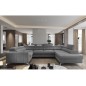 - Canapé d'angle convertible, LOUCA VELOURS Luxe, 7/8 places, gris , accoudoir gauche (vu de face) - Canapé d'angle convertible, LOUCA VELOURS Luxe, 7/8 places, gris , accoudoir gauche (vu de face)
