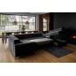 Canapé d'angle convertible, LOUCA VELOURS Luxe, 7/8 places, NOIR, accoudoir gauche (vu de face) Canapé d'angle convertible, LOUCA VELOURS Luxe, 7/8 places, NOIR, accoudoir gauche (vu de face)