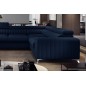Canapé d'angle convertible LOUCA VELOURS Luxe, 7/8 places, bleu foncé, accoudoir droit (vu de face)