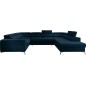 - Canapé d'angle convertible, LOUCA VELOURS Luxe, 7/8 places, bleu foncé, accoudoir gauche (vu de face) - Canapé d'angle convertible, LOUCA VELOURS Luxe, 7/8 places, bleu foncé, accoudoir gauche (vu de face)