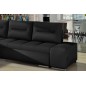 Canapé d'angle convertible en tissu luxe noir et simili cuir noir, 5 places, angle gauche (vu de face) - OTELLO Canapé d'angle convertible en tissu luxe noir et simili cuir noir, 5 places, angle gauche (vu de face) - OTELLO
