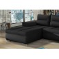 Canapé d'angle convertible en tissu luxe noir et simili cuir noir, 5 places, angle gauche (vu de face) - OTELLO Canapé d'angle convertible en tissu luxe noir et simili cuir noir, 5 places, angle gauche (vu de face) - OTELLO
