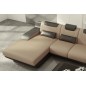 Canapé d'angle en cuir italien 5 places - HANSEN, beige et chocolat, angle gauche Canapé d'angle en cuir italien 5 places - HANSEN, beige et chocolat, angle gauche