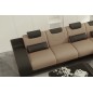 Canapé d'angle en cuir italien 5 places HANSEN, beige et chocolat, angle droit Canapé d'angle en cuir italien 5 places HANSEN, beige et chocolat, angle droit