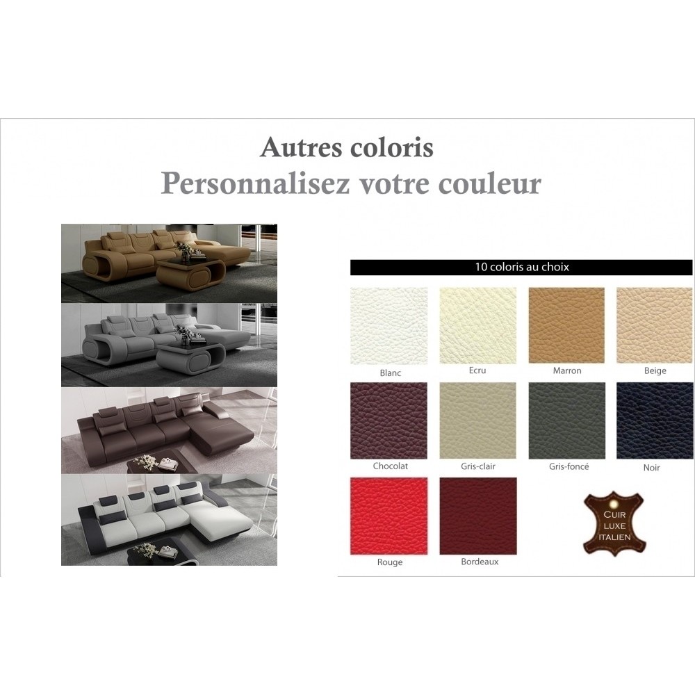 Canapé d'angle en cuir italien 5 places HANSEN, couleurs personnalisées, angle droit Canapé d'angle en cuir italien 5 places HANSEN, couleurs personnalisées, angle droit