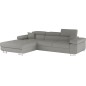Canapé d'angle convertible - ARMEL en velours cottelé luxe 5 places, couleur gris, coffre, angle gauche (vu de face) Canapé d'angle convertible - ARMEL en velours cottelé luxe 5 places, couleur gris, coffre, angle gauche (vu de face)