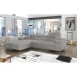 Canapé d'angle convertible - ARMEL en velours cottelé luxe 5 places, couleur gris, coffre, angle gauche (vu de face) Canapé d'angle convertible - ARMEL en velours cottelé luxe 5 places, couleur gris, coffre, angle gauche (vu de face)