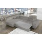 Canapé d'angle convertible - ARMEL en velours cottelé luxe 5 places, couleur gris, coffre, angle gauche (vu de face) Canapé d'angle convertible - ARMEL en velours cottelé luxe 5 places, couleur gris, coffre, angle gauche (vu de face)
