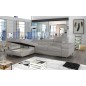 Canapé d'angle convertible - ARMEL en velours cottelé luxe 5 places, couleur gris, coffre, angle gauche (vu de face) Canapé d'angle convertible - ARMEL en velours cottelé luxe 5 places, couleur gris, coffre, angle gauche (vu de face)