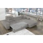 Canapé d'angle convertible ARMEL en velours cottelé luxe 5 places, couleur gris, avec coffre, angle droit (vu de face) Canapé d'angle convertible ARMEL en velours cottelé luxe 5 places, couleur gris, avec coffre, angle droit (vu de face)