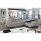 Canapé d'angle convertible ARMEL en velours cottelé luxe 5 places, couleur gris, avec coffre, angle droit (vu de face) Canapé d'angle convertible ARMEL en velours cottelé luxe 5 places, couleur gris, avec coffre, angle droit (vu de face)