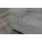 Canapé d'angle convertible ARMEL en velours cottelé luxe 5 places, couleur gris, avec coffre, angle droit (vu de face) Canapé d'angle convertible ARMEL en velours cottelé luxe 5 places, couleur gris, avec coffre, angle droit (vu de face)