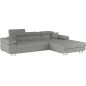 Canapé d'angle convertible ARMEL en velours cottelé luxe 5 places, couleur gris, avec coffre, angle droit (vu de face) Canapé d'angle convertible ARMEL en velours cottelé luxe 5 places, couleur gris, avec coffre, angle droit (vu de face)