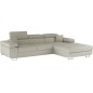 Canapé d'angle convertible ARMEL en velours cottelé luxe 5 places, couleur beige, avec coffre, angle droit (vu de face) Canapé d'angle convertible ARMEL en velours cottelé luxe 5 places, couleur beige, avec coffre, angle droit (vu de face)