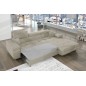 Canapé d'angle convertible ARMEL en velours cottelé luxe 5 places, couleur beige, avec coffre, angle droit (vu de face) Canapé d'angle convertible ARMEL en velours cottelé luxe 5 places, couleur beige, avec coffre, angle droit (vu de face)
