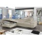 Canapé d'angle convertible - ARMEL en velours cottelé luxe 5 places, couleur beige, coffre, angle gauche (vu de face) Canapé d'angle convertible - ARMEL en velours cottelé luxe 5 places, couleur beige, coffre, angle gauche (vu de face)