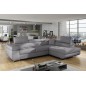 Canapé d'angle convertible en tissu luxe 5 places, ANNECY TISSU, couleur gris, angle droit Canapé d'angle convertible en tissu luxe 5 places, ANNECY TISSU, couleur gris, angle droit