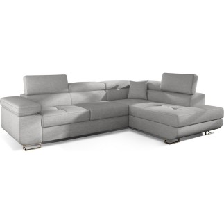 Canapé d'angle convertible en tissu luxe 5 places, ANNECY TISSU, couleur gris, angle droit