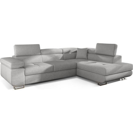 Canapé d'angle convertible en tissu luxe 5 places, ANNECY TISSU, couleur gris, angle droit