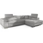 Canapé d'angle convertible en tissu luxe 5 places, ANNECY TISSU, couleur gris, angle droit Canapé d'angle convertible en tissu luxe 5 places, ANNECY TISSU, couleur gris, angle droit