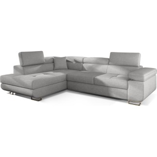 Canapé d'angle convertible - en tissu luxe 5 places, ANNECY TISSU, couleur gris, angle gauche
