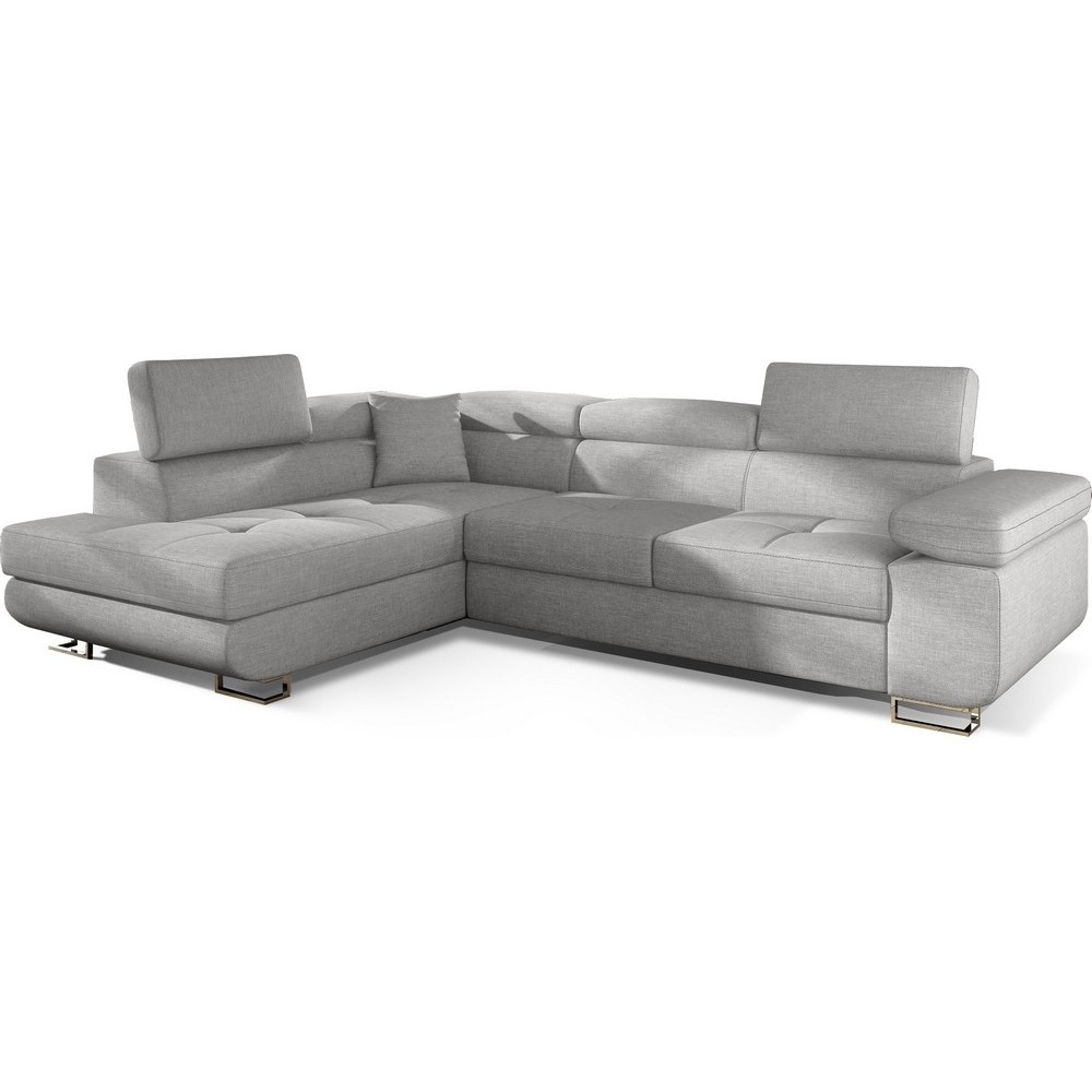 Canapé d'angle convertible - en tissu luxe 5 places, ANNECY TISSU, couleur gris, angle gauche Canapé d'angle convertible - en tissu luxe 5 places, ANNECY TISSU, couleur gris, angle gauche