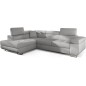 Canapé d'angle convertible - en tissu luxe 5 places, ANNECY TISSU, couleur gris, angle gauche Canapé d'angle convertible - en tissu luxe 5 places, ANNECY TISSU, couleur gris, angle gauche