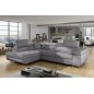 Canapé d'angle convertible - en tissu luxe 5 places, ANNECY TISSU, couleur gris, angle gauche Canapé d'angle convertible - en tissu luxe 5 places, ANNECY TISSU, couleur gris, angle gauche