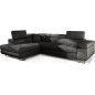 Canapé d'angle convertible - en tissu luxe 5 places, ANNECY TISSU, couleur gris foncé, angle gauche
