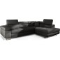 Canapé d'angle convertible en tissu luxe 5 places, ANNECY TISSU, couleur gris foncé, angle droit
