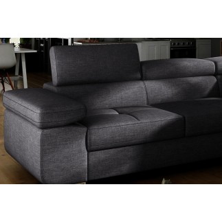 Canapé d'angle convertible en tissu luxe 5 places, ANNECY TISSU, couleur gris foncé, angle droit