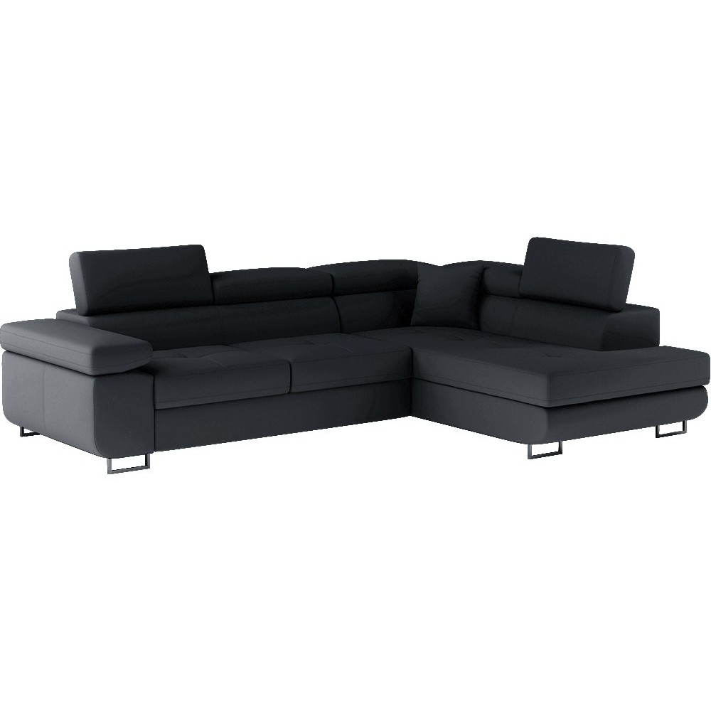 Canapé d'angle convertible en simili cuir 5 places, ANVERS SIMILI, noir, angle droit Canapé d'angle convertible en simili cuir 5 places, ANVERS SIMILI, noir, angle droit