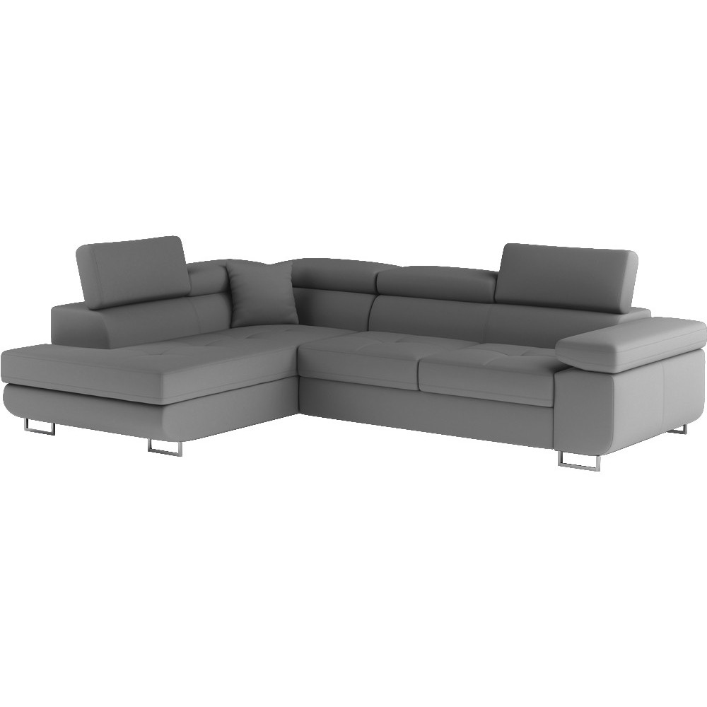 - Canapé d'angle convertible en simili cuir 5 places, ANVERS SIMILI, gris foncé, angle gauche - Canapé d'angle convertible en simili cuir 5 places, ANVERS SIMILI, gris foncé, angle gauche