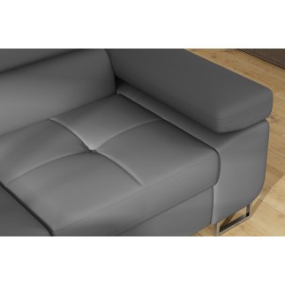 - Canapé d'angle convertible en simili cuir 5 places, ANVERS SIMILI, gris foncé, angle gauche