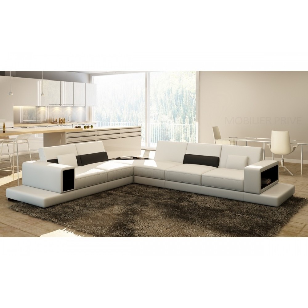 Canapé d'angle en cuir italien 6/7 places LOFT, blanc, angle gauche Canapé d'angle en cuir italien 6/7 places LOFT, blanc, angle gauche