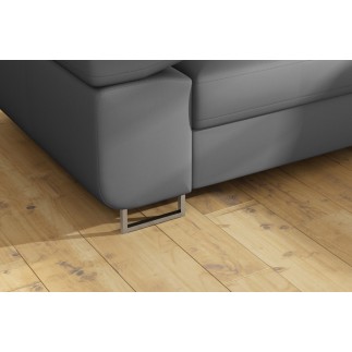 Canapé d'angle convertible en simili cuir 5 places, ANVERS SIMILI, gris foncé, angle droit